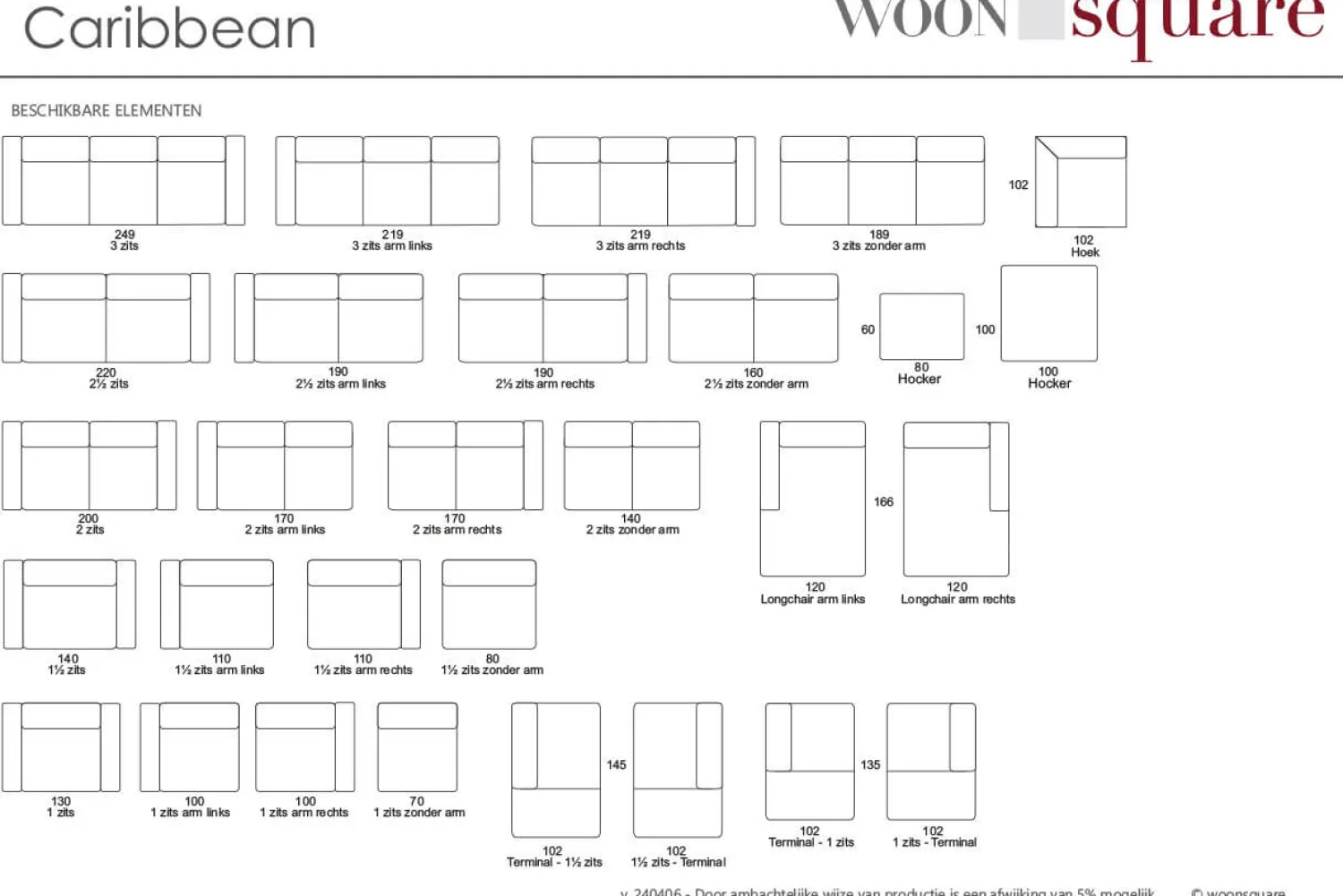 Woonsquare Caribbean hoekbank groen Discount