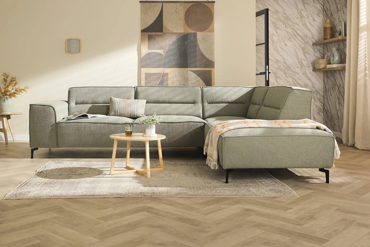 Woonsquare Porto hoekbank groen New