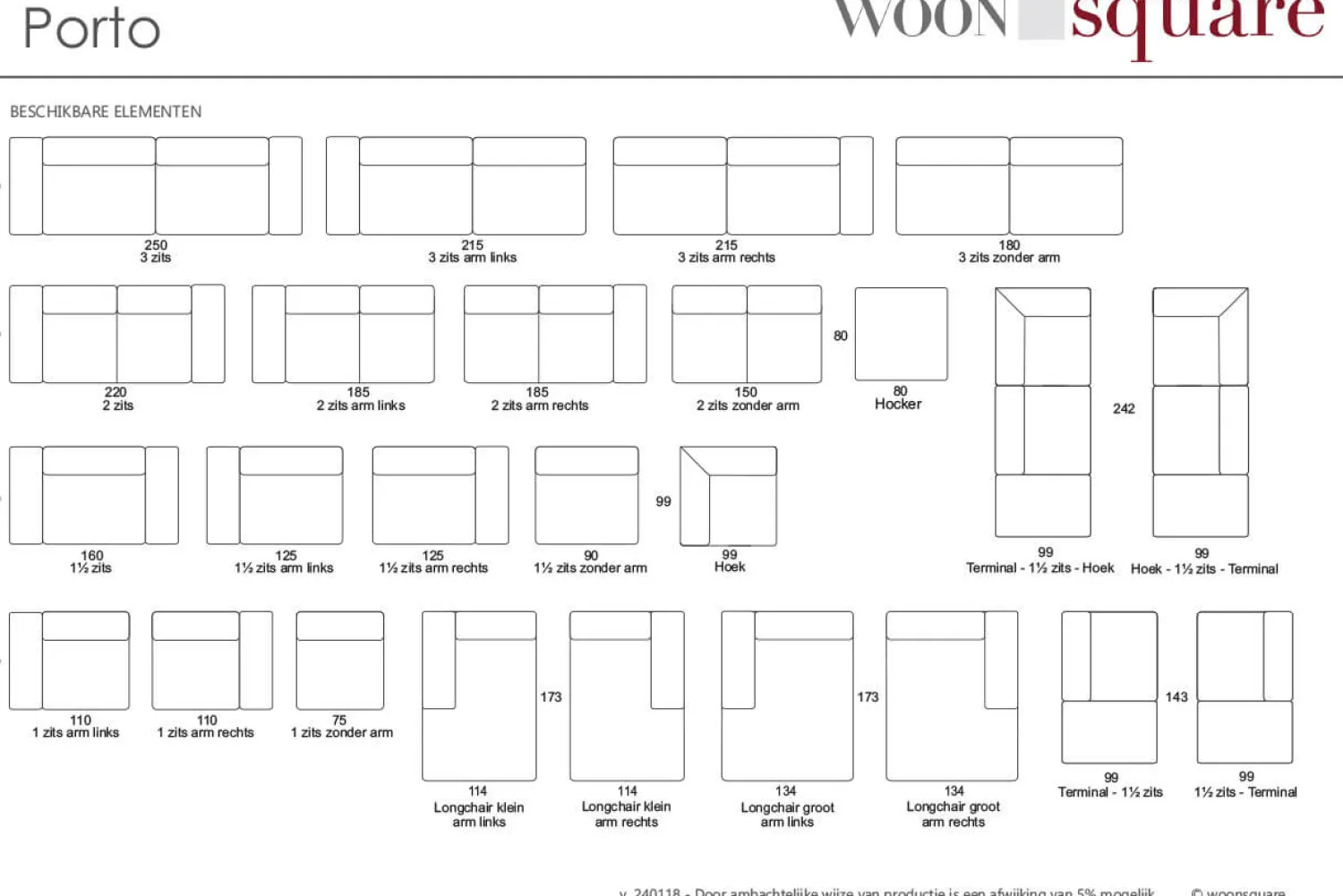 Woonsquare Porto hoekbank wit Clearance